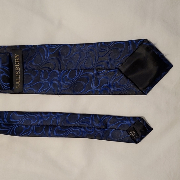 Men's Salisbury black with blue design tie - Picture 3 of 5